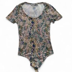 Multicolor Snakeskin Print Bodysuit